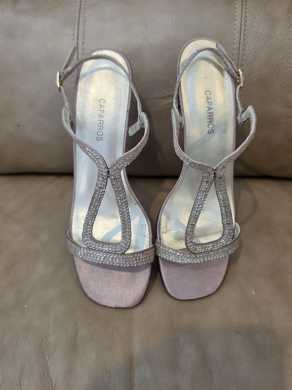Caparros Women's Taupe T-Strap Dress Sandals